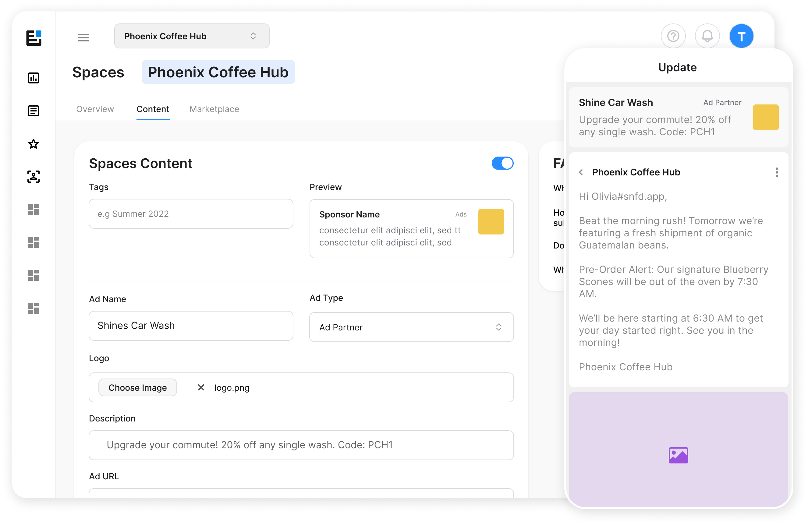 SimplyNotified sponsorship and revenue reporting interface