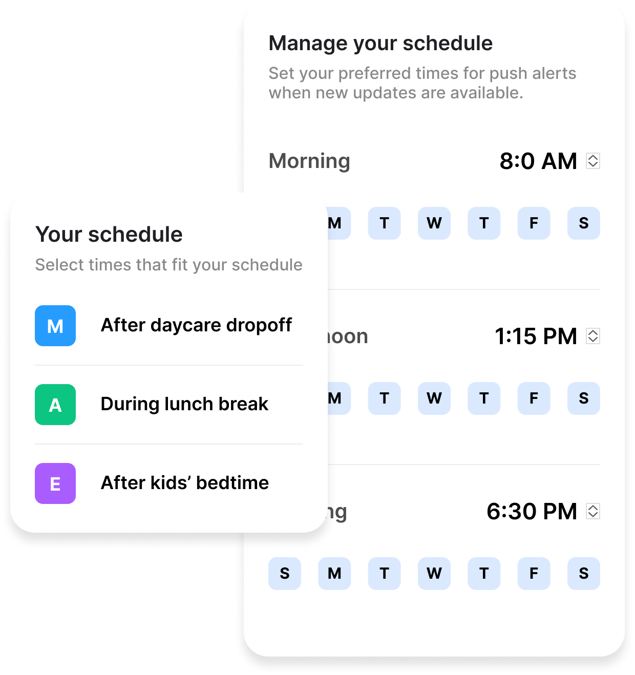 Parent interface mockup