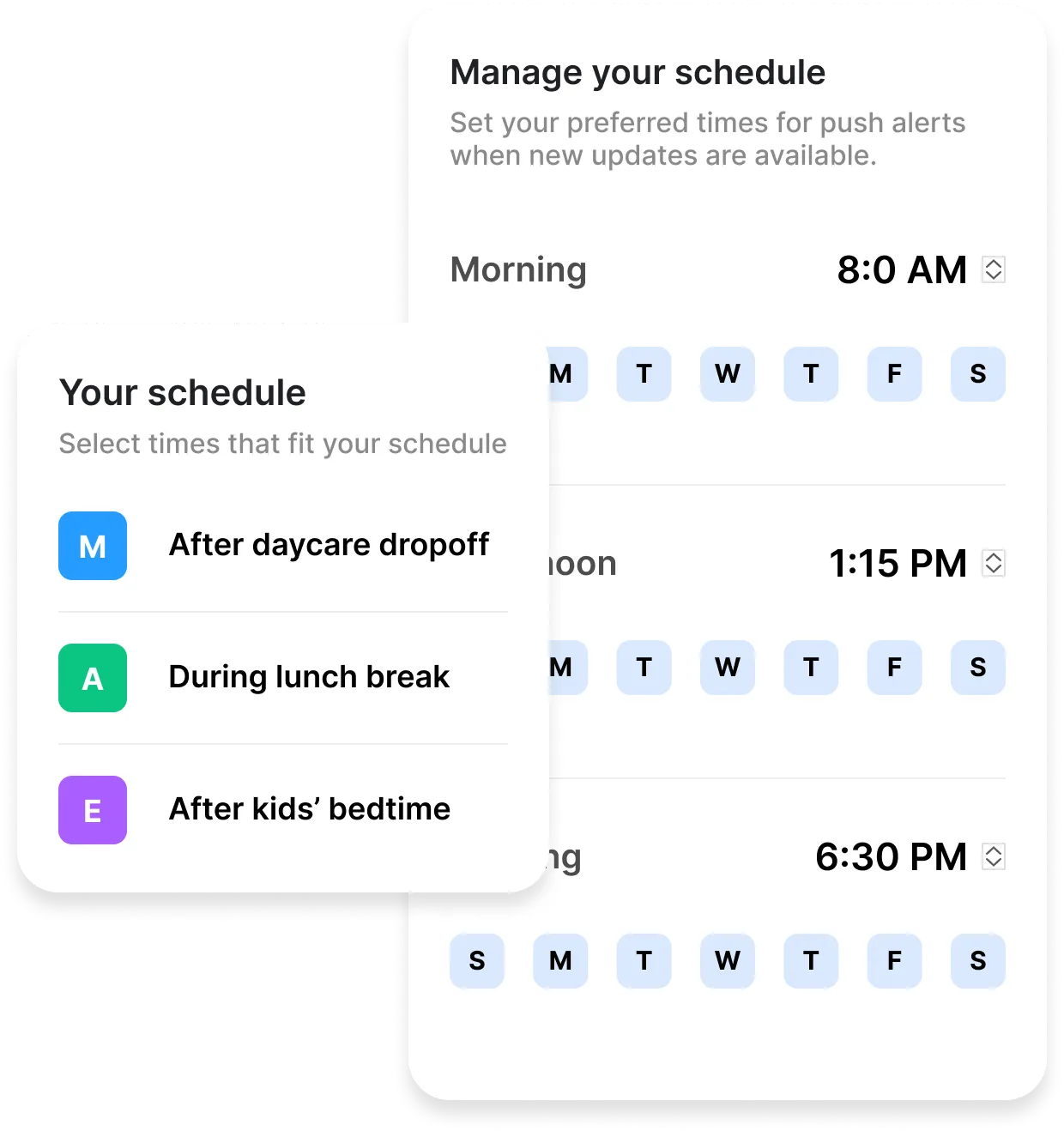 Parent interface mockup